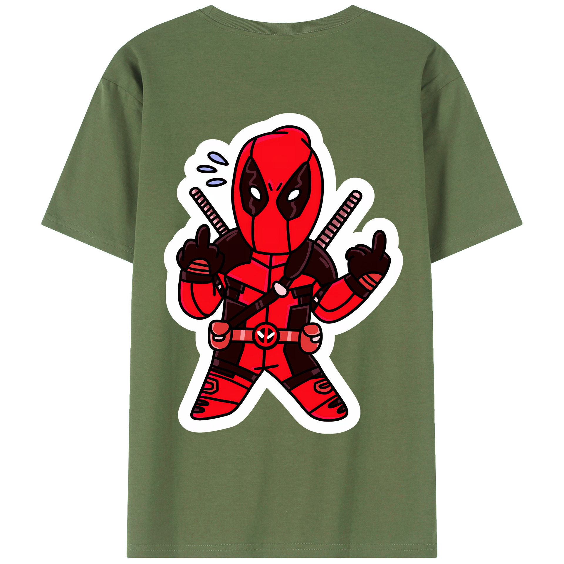 （画像用） Deadpool デッドプール 綿100％ メンズ半袖Tシャツ（バックプリント） 通気性